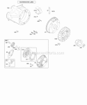 Blower HousingShrouds Flywheel Rewind Starter Diagram and Parts List for 213432-0100-E1  Briggs and Stratton Engine